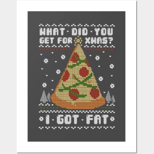 Fatty Christmas - Christmas Tree Present - Pizza Food Posters and Art